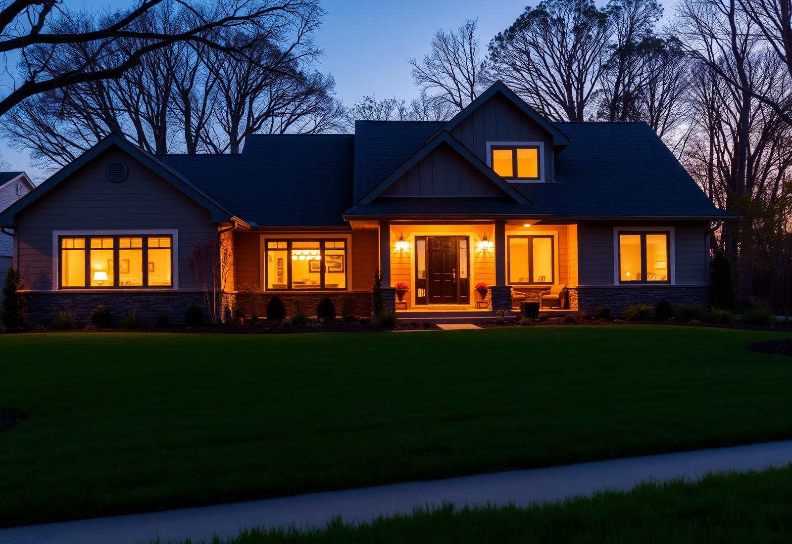 Comfortable Midwest home at golden hour